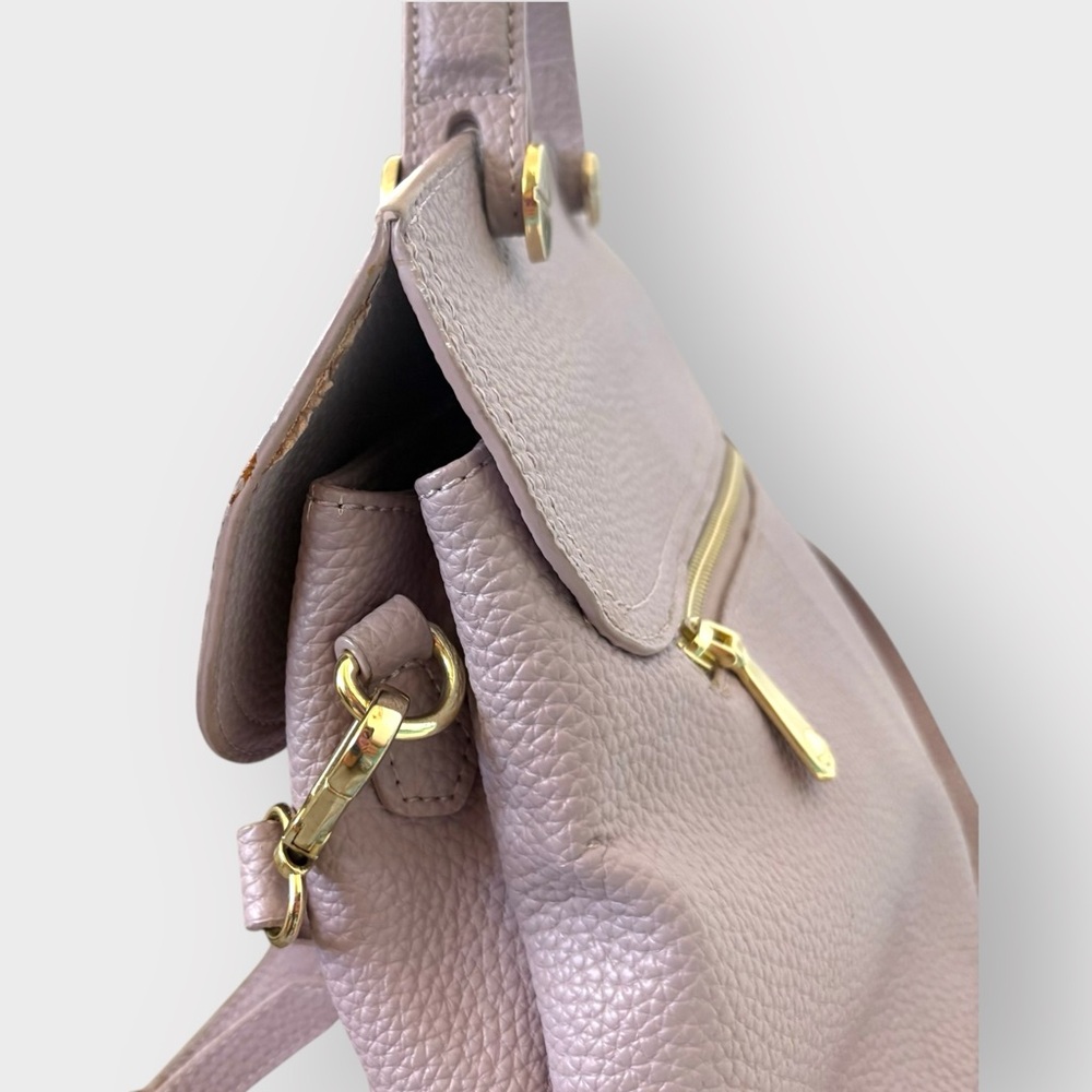 Purple Lavender Lavender Leather Flap Handbag Purse - Gold Hardware - Picture 7 of 10